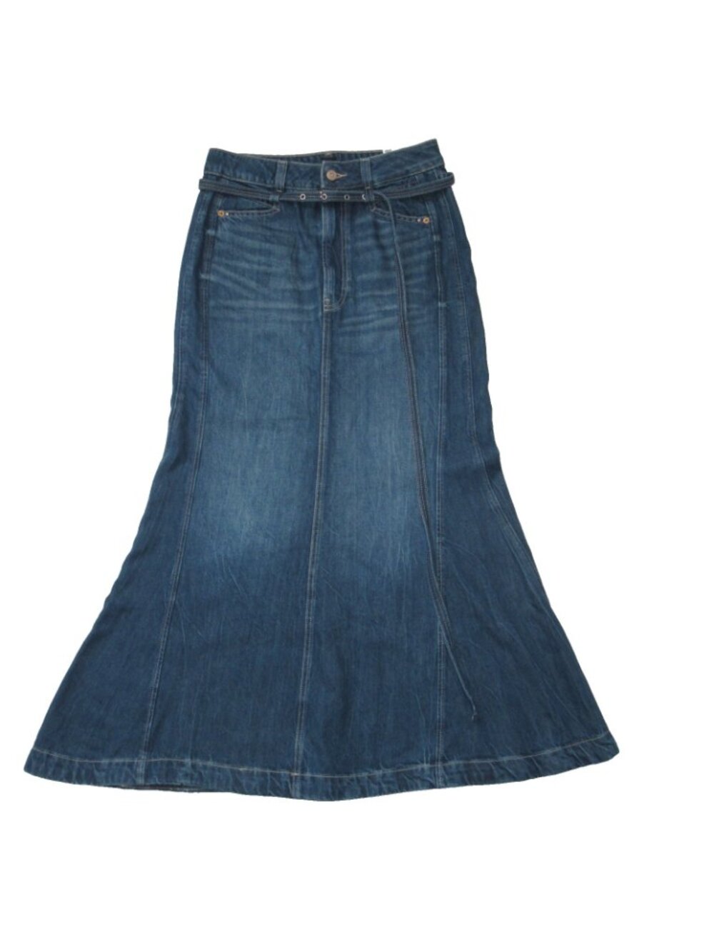 NWT Hugo BOSS Orange Peplum Denim Maxi in Indigo Flared Jean Skirt 30 - Picture 4 of 10
